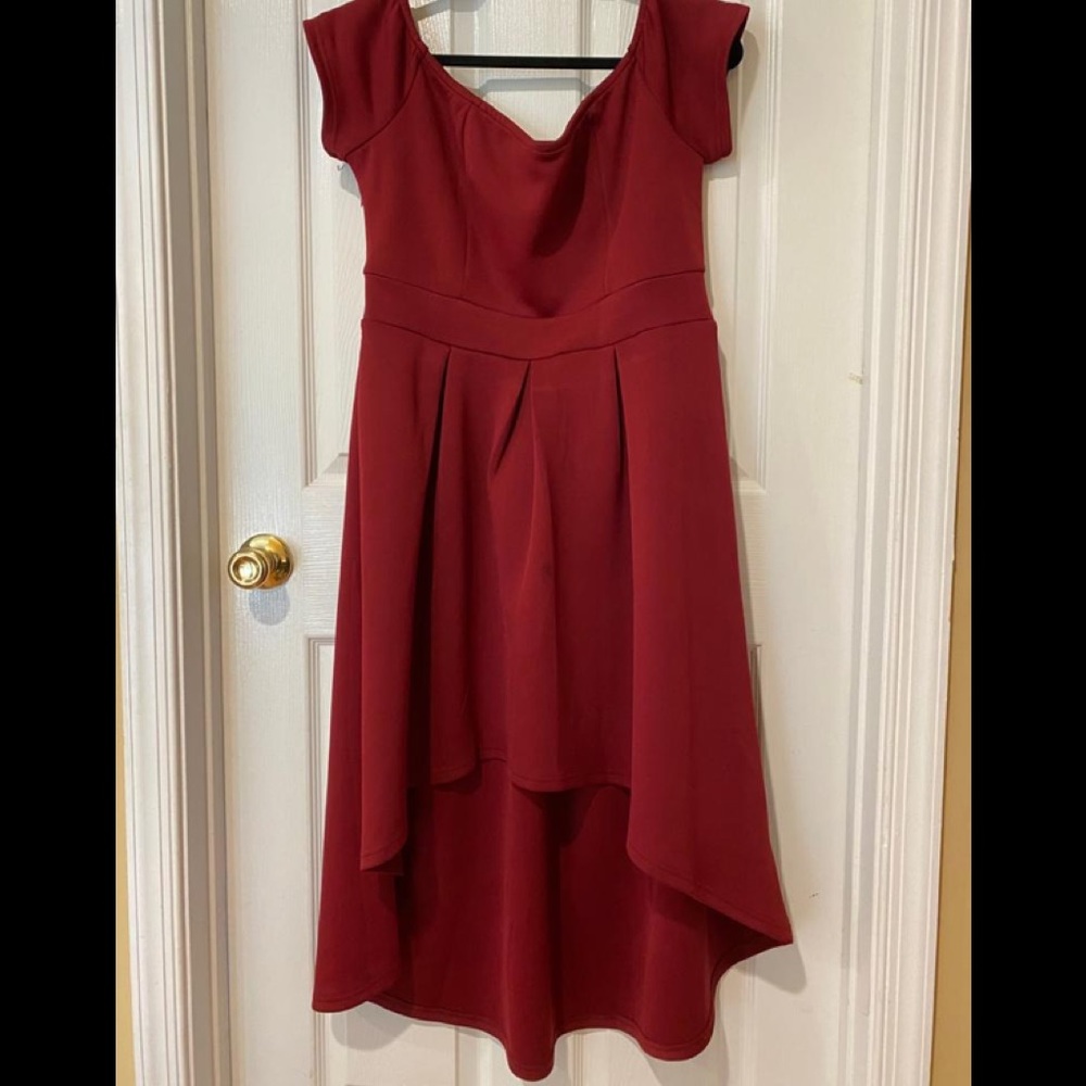 SOLD Burgundy Hi Low Cocktail Dress - Picture 6 of 10